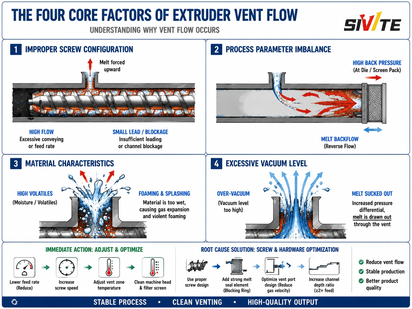 Extruder Vent Overflow: Four Root Causes and a Practical Troubleshooting Guide Four core causes of extruder vent overflow
