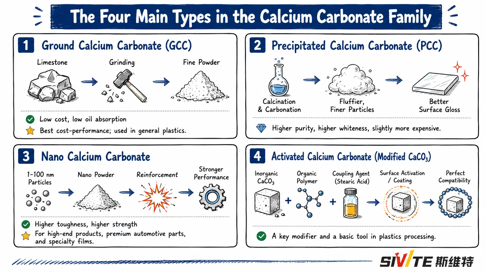 Why Is “Stone Powder” Added to Plastics? A Practical Guide to Calcium Carbonate in Plastic Processing Comparison of ground precipitated nano and activated calcium carbonate used in plastic processing