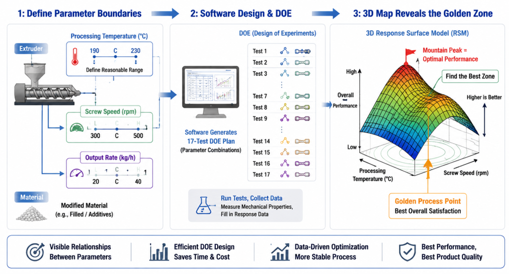 Box-Behnken response surface design for twin screw extrusion optimization